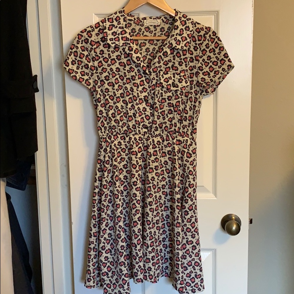 Pink leopard mini dress